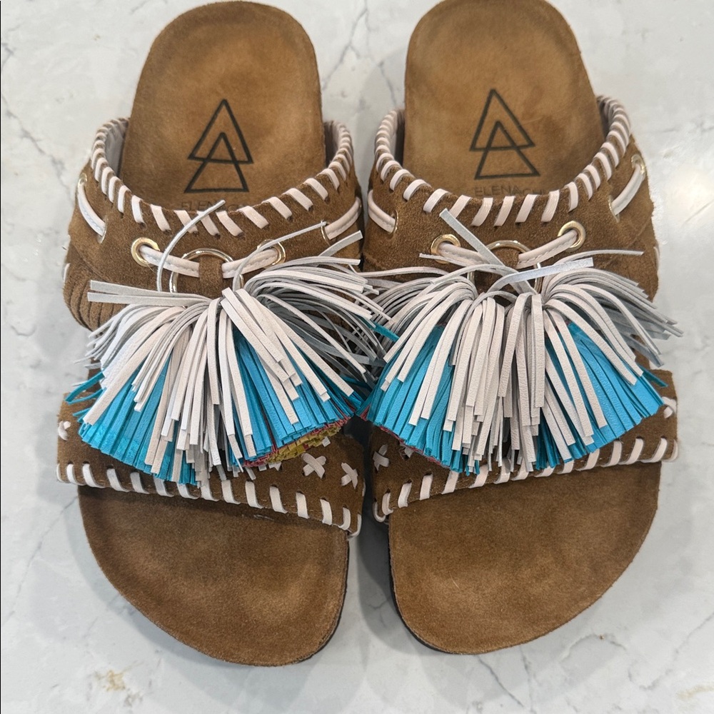 Elena Iachi suede sandal with tassels